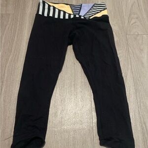 Lululemon Athletica Black Leggings with Striped Waistband